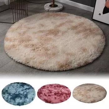 1 шт. пушистый мягкий круглый круглый коврик для спальни, декоративный ковер с узором тай-дай, плюшевый ворсистый ковер для пола 60cm темно-зеленого