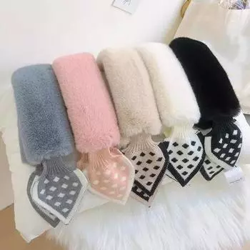 1 шт. пушистый шарф, ветрозащитный мягкий платок, супер мягкий искусственный мех, морозостойкий, плюшевые шарфы в горошек, зимние теплые розовый