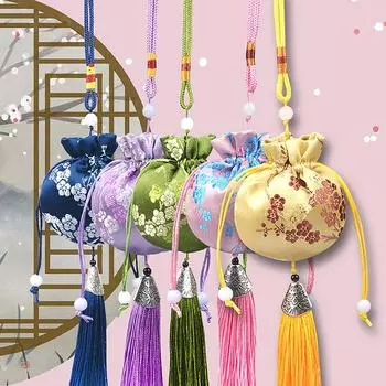 1 шт., пустая сумка-саше в китайском стиле, сумка для хранения ювелирных изделий, винтажная сумка-саше ручной работы с вышивкой, сумка на шнурке с кисточкой 5