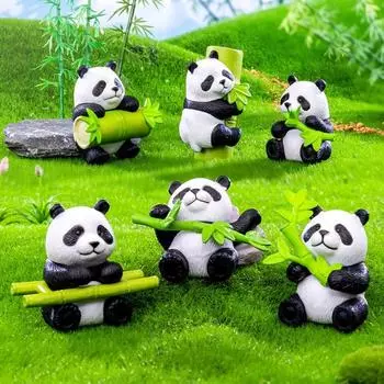 1 шт. ПВХ аксессуары фигурка креативная бамбуковая панда кукла садовый декор брелок кулон украшение для дома случайный