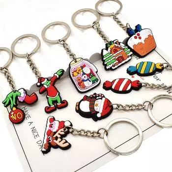1 шт. ПВХ Рождественский брелок Веселые рождественские брелоки Рождественские держатели ключей подходят для взрослых автомобильных ключей Подарочные безделушки 8 cm