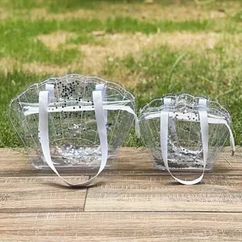 1 шт. ПВХ водонепроницаемые сумки на одно плечо симпатичная легкая пляжная сумка в форме ракушки для девочек прозрачная со сверкающими пайетками S