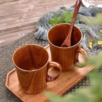 1 шт. японская деревянная кружка для пива, сока, молока, воды, кружки с ручкой, термостойкая чашка для чая, кофе, посуда для напитков 201-300ml
