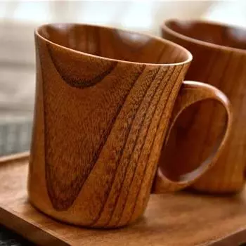 1 шт., японские деревянные большие чашки с ручкой, бытовая чашка для чая ручной работы, винтажные чашки для молока, воды, кофе, кухонная посуда для напитков 201-300ml
