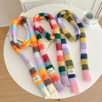 1 шт., яркие цвета, ветрозащитный вязаный шарф для улицы, милый шейный платок в стиле допамина, мягкий дышащий, аксессуары для одежды