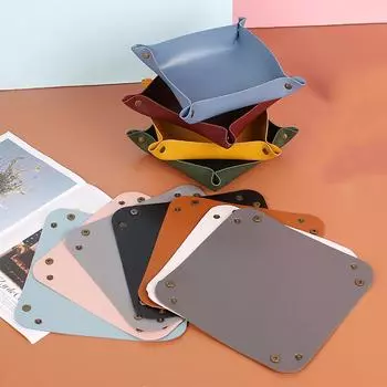 1 шт., ящик для хранения, лоток для хранения, украшение для дома, искусственная кожа, настольное хранилище, портативный S жёлтый