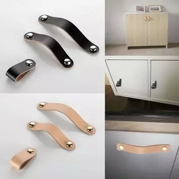 1 шт., ящик для комода, ручка и ручки из искусственной кожи с винтами, дверные ручки, мягкая мебельная фурнитура S чёрный