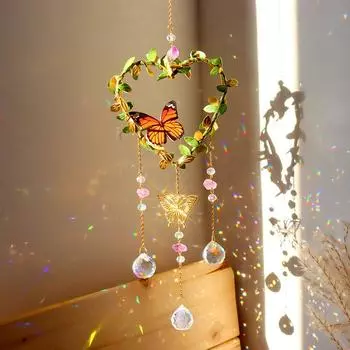 1 шт. Радуга Погоня Новый Обернутый Ветер Vhime Домашний Декор Ловец Снов Украшение Сада Мечты Звезда Подвеска Бабочка Кристалл