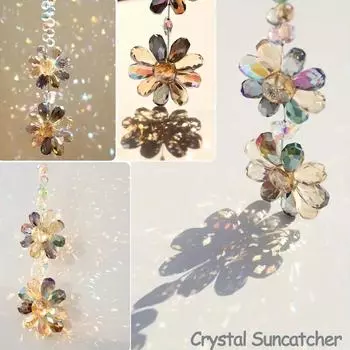 1 шт. Радужный хрустальный цветок-ловитель света, украшение для сада, подходит для свадебного и домашнего украшения, украшение в виде подсолнуха