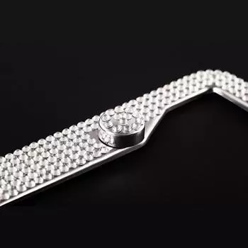 1 шт., рамка для номерного знака автомобиля со стразами, держатель номерного знака из нержавеющей стали с кристально-бриллиантовым покрытием, черный/белый белый