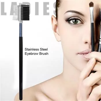 1 шт., расческа для бровей из нержавеющей стали, деревянная ручка, двухсторонняя двойная кисть для макияжа, расческа для ресниц с крышкой, косметические инструменты One Size