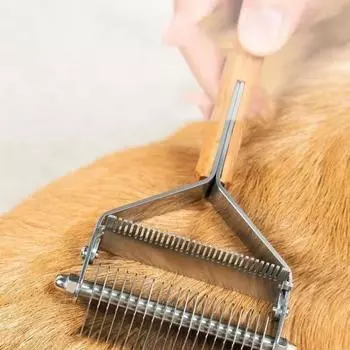 1 шт. расческа для домашних животных, для собак и кошек, для ухода за шерстью, массажная игла, для удаления пуха, для разглаживания волос, липкая щетка для удаления узлов и шерсти, двойное назначение