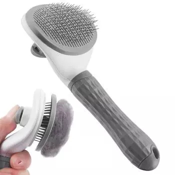 1 шт., расческа для собак, кошек, самоочищающаяся щетка-пуходерка для коротких и длинных волос, щетка для ухода за выпадением волос серый