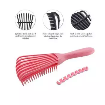 1 шт. расческа-осьминог, многофункциональная прическа, гладкие ребра для волос, пушистая массажная расческа для кожи головы, подходит для расчески для вьющихся волос чёрный