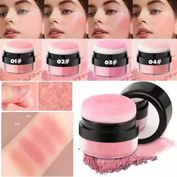 1 шт., рассыпчатая пудра, румяна на воздушной подушке, натуральные румяна для щек, мерцающее лицо, высокопигментированные румяна для макияжа, долговечные и легкие 01