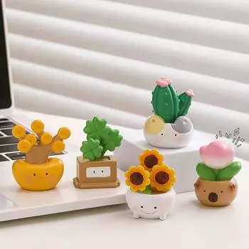 1 шт. Растение Фортуны Милые вещи для рабочей станции Красивая смола Изысканный артефакт Декор для рабочего стола Компьютерные украшения