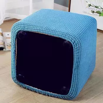 1 шт., растягивающийся чехол для подставки для ног, квадратный/круглый, моющийся, с защитой от пыли, чехол для подставки для ног, вафельный чехол для табурета B зелёный/жёлтый