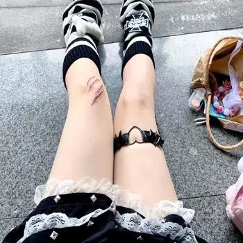 1 шт. Rave Lolita Bat Wings Leg Ring Body Punk Leather Elasticity Beach Party Body Supplies белый