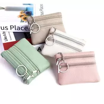 1 шт. различные стили, кожаный женский кошелек, кошелек с 3 молниями, кошелек для монет, брелок для монет, держатель для карт, кошелек для мелочи хаки
