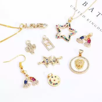 1 шт. различные стили металлические циркониевые подвески для изготовления DIY браслет, ожерелье, серьги, брелок 13*15mm