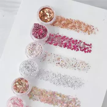 1 шт., разноцветные блестящие блестки для ногтей, блестки, лак для ногтей, звезда, сердце, шестигранные 3D-наклейки для ногтей, сияющие украшения, 6 цветов SP-1528