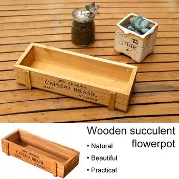 1 шт. Разное Ящик для хранения канцелярских принадлежностей в стиле ретро, многофункциональный пенал для суккулентов, цветочный горшок, древесный декор коричневый