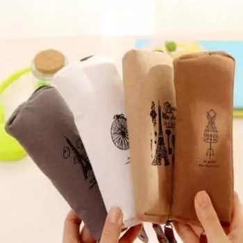 1 шт. Reative Холст Сумка Ретро Париж Пенал Косметический Макияж Монета Сумка на Молнии Кошелек серый