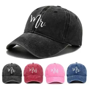 1 шт., регулируемая бейсбольная кепка для молодоженов с вышивкой «Мистер и миссис», шляпы для пары, солнцезащитный козырек, подарок