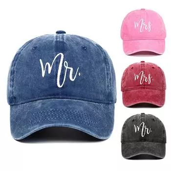 1 шт., регулируемая бейсбольная кепка для молодоженов с вышивкой «Мистер и миссис», шляпы для пары, солнцезащитный козырек, подарок