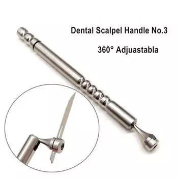 1 шт., регулируемая на 360° ручка стоматологического скальпеля № 3, ручка из нержавеющей стали для стоматологического хирургического скальпеля, вращающийся тип 1 piece