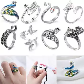 1 шт. Регулируемая петля для вязания крючком в виде павлина/лебедя/змеи, швейные принадлежности, направляющие для пряжи, инструмент для напёрстка