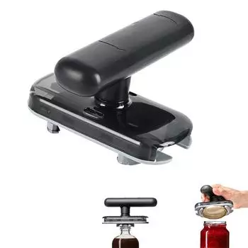 1 шт. Регулируемая удобная ручная открывалка для банок, многофункциональный кухонный гаджет для разных размеров крышек, пластиковый инструмент для открывания бутылок для дома и вечеринок чёрный