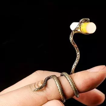 1 шт. Регулируемое ретро изогнутое открывающееся кольцо в форме змеи для мужчин и женщин, классный подарок в виде трубки с регулируемым размером золотистый