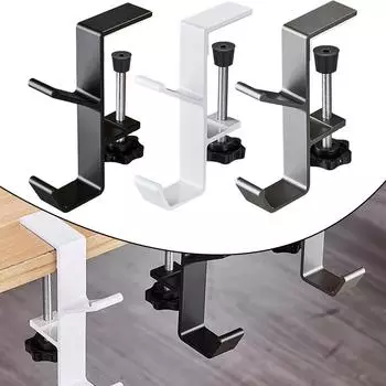 1 шт. Регулируемый крючок для края стола без перфорации, крючок для подвешивания сумки на край рабочего стола, крючок для подвешивания рюкзака для школьников чёрный