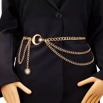 1 шт. регулируемый модный ремень, симпатичный, прочный, панк, звезда, луна, поясная цепочка, ремень