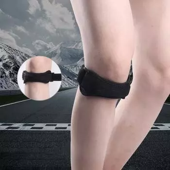 1 шт. Регулируемый ремень для сухожилий колена, наколенник, профессиональная защитная накладка, черные наколенники, поясной спортивный бандаж для колена one size