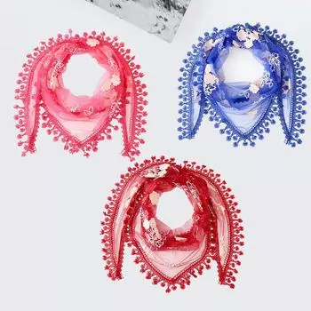 1 шт., реквизит для фотографий, треугольный шарф, головной платок, шарфы с кисточками, шаль, кружевной шарф, полиэстер, ажурный красный