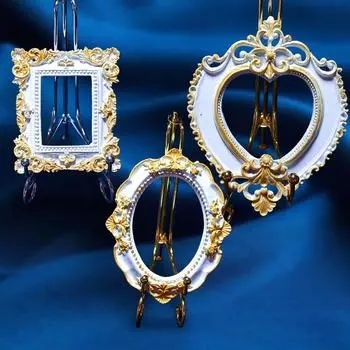1 шт. реквизит для фотосъемки, маленькая фоторамка, поделки, рамка для демонстрации ювелирных изделий, украшение для дома, золотая белая рамка для фотографий из смолы, орнамент