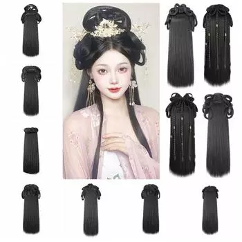 1 шт., реквизит для косплея, синтетические волосы, подушечки в китайском стиле, аксессуары для волос, парик Hanfu, повязка на голову