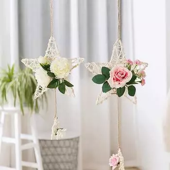 1 шт. ремесло DIY цветочный венок искусственный цветок пентаграмма подвески подвески из ротанга обруч кулон