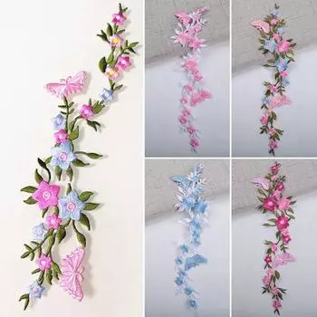 1 шт., ремонт одежды, утюг на кружевной аппликации, клейкая наклейка, цветочная вышивка, сделай сам розовый