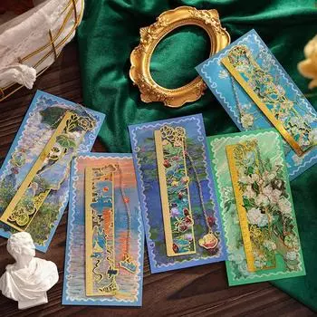 1 шт. Ретро эстетическая европейская закладка с подвеской креативный дизайн масляная живопись закладка подарок учителю школьные принадлежности