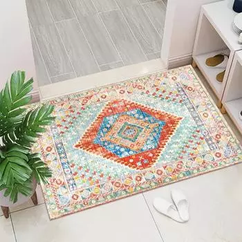 1 шт. Ретро-цветочные ковры с принтом для декора гостиной, этнического стиля, домашнего офиса, коврик для пола, нескользящий коврик для журнального столика в спальне 40x60cm