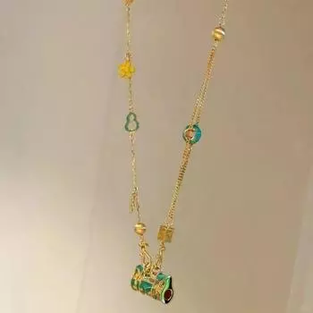 1 шт. Ретро дворец ветровая капля глазурь цветок замок мира ожерелье для женщин пары годовщина великолепные ювелирные изделия подарок вечеринка аксессуары 50cm золотой