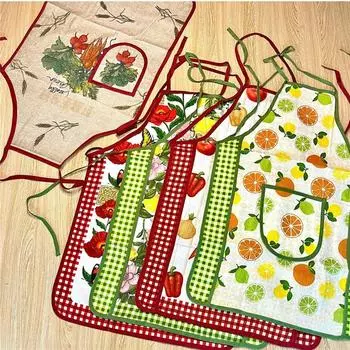 1 шт. ретро фрукты овощи домашняя выпечка кухня вешалка для шеи полотенце с карманом без рукавов фартук