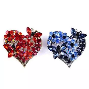 1 шт. Ретро хрустальная бабочка броши в виде сердца для женщин одежда ювелирные изделия аксессуары для вечеринок синий