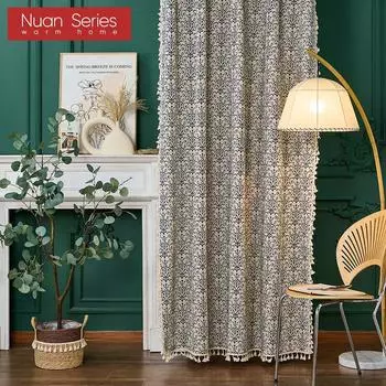 1 шт. Ретро китайские классические синие и белые фарфоровые напечатанные полузатемняющие шторы для небольших окон, балкона, дома, серии Dceor Nuan W150cm x L60cm синий