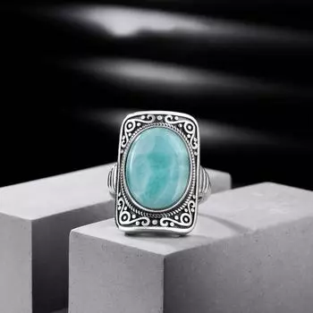 1 шт. Ретро-кольцо с синим цирконием в стиле бохо для женщин, пар с уникальным дизайном, ювелирные изделия в подарок, аксессуары для вечеринок 17mm серебряный