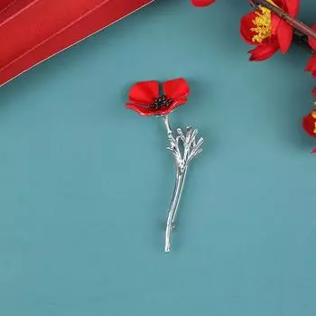 1 шт. Ретро креативная брошь в виде цветка мака для костюма, одежды, воротника рубашки, брошь серебряный