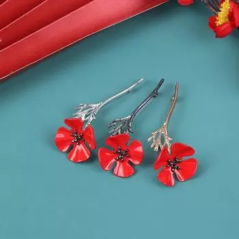 1 шт. Ретро креативная брошь в виде цветка мака для костюма, одежды, воротника рубашки, брошь серый